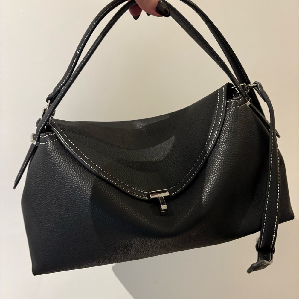 T Lock Leather Handbag